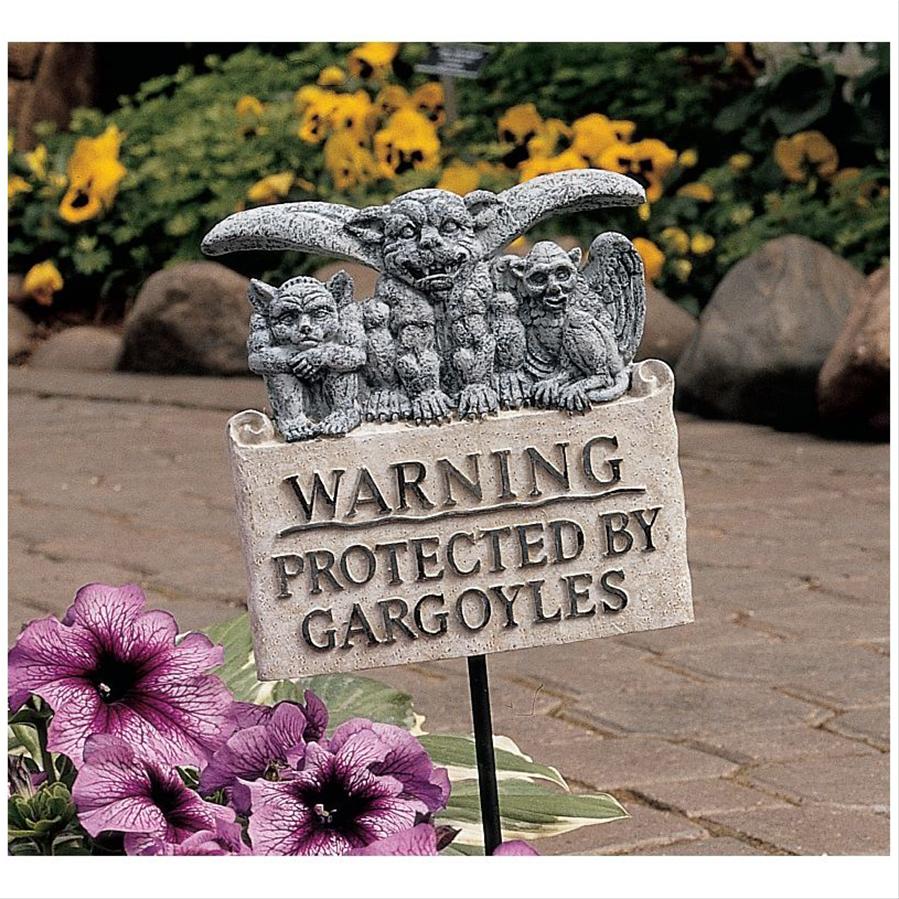 Beware of Gargoyles Sign Garden Stake Wall Sculpture: Each