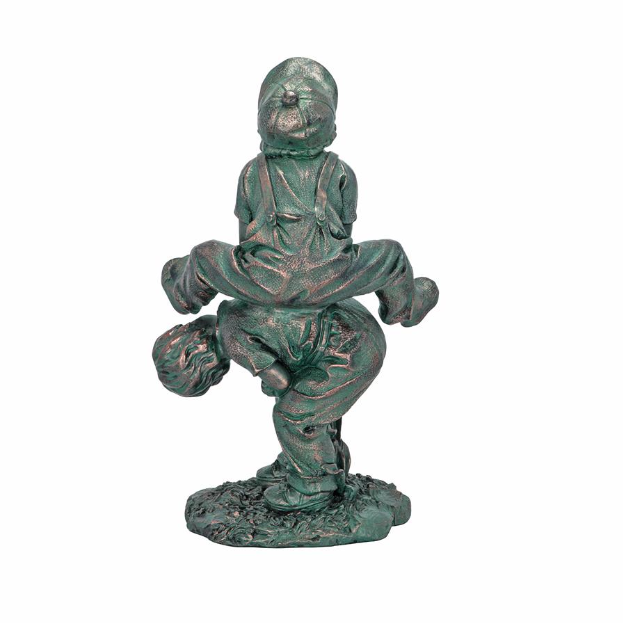 Leap Froggin Playing Boys Garden Statue