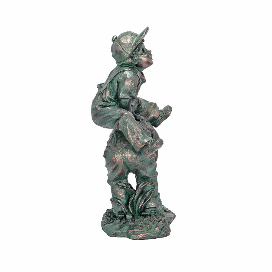 Leap Froggin Playing Boys Garden Statue