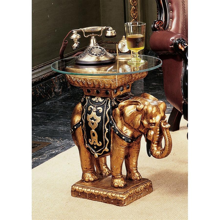 Maharajah Elephant Glass-Topped Sculptural Table