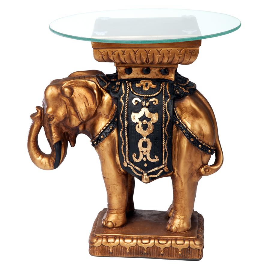 Maharajah Elephant Glass-Topped Sculptural Table