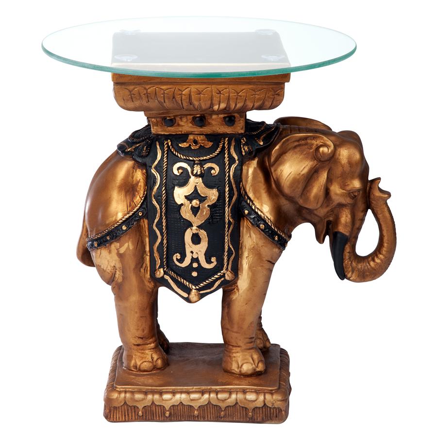 Maharajah Elephant Glass-Topped Sculptural Table