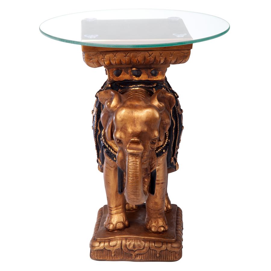 Maharajah Elephant Glass-Topped Sculptural Table