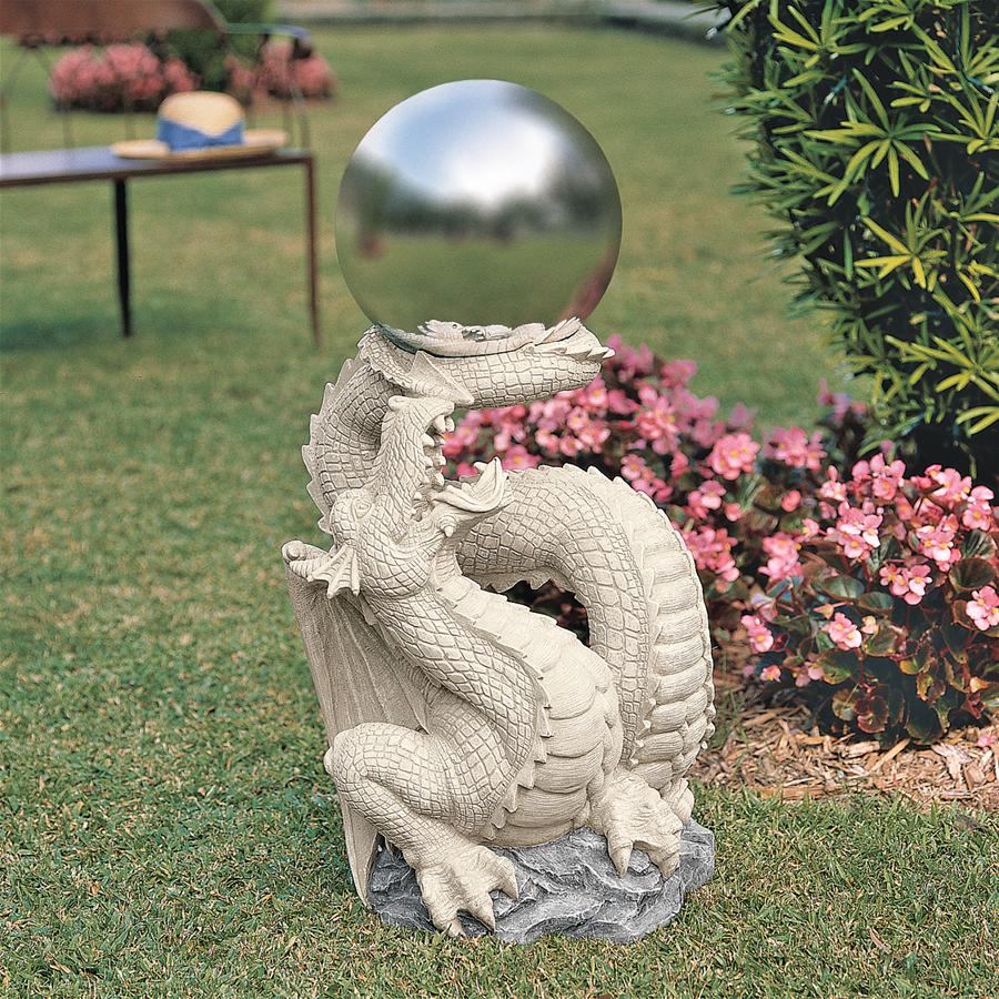 Sir Sagremor's Dragon Metal Gazing Globe Garden Statue