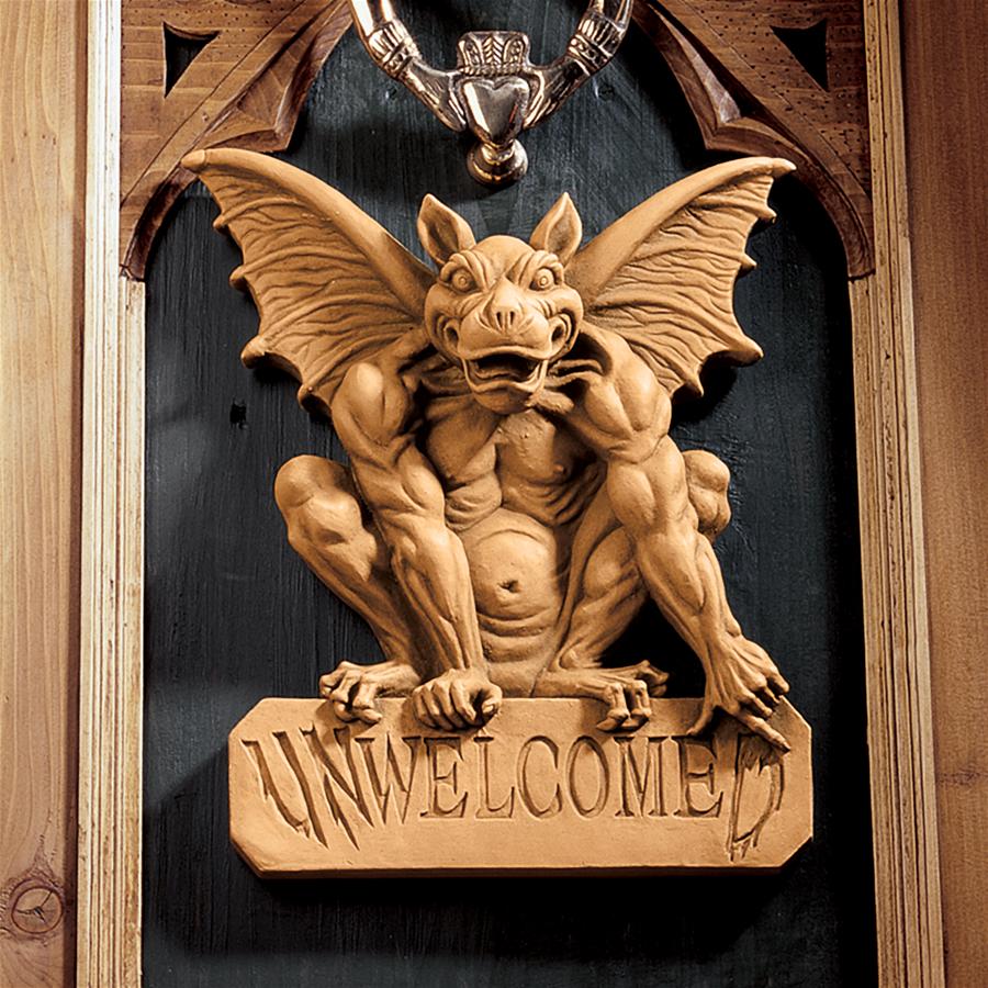 UNWelcomeD Gargoyle Welcome Sign Wall Sculpture