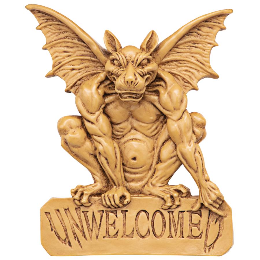UNWelcomeD Gargoyle Welcome Sign Wall Sculpture
