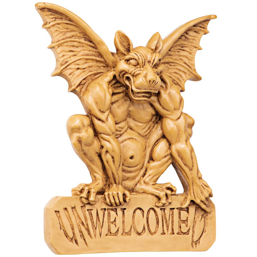 UNWelcomeD Gargoyle Welcome Sign Wall Sculpture