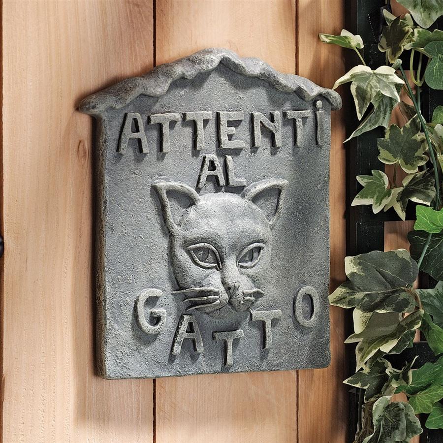 Beware of Cat Italian Wall Sculpture: Attenti al Gatto