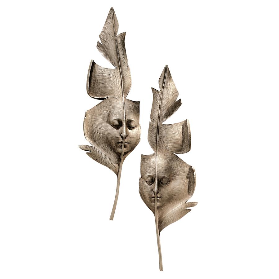 Aurora and Hespera Greenmen Mask Wall Sculpture Set