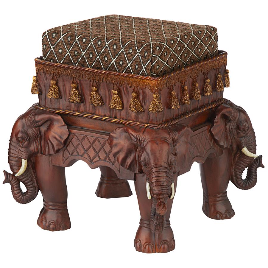 The Maharajah's Elephants Sculptural Upholstered Footstool