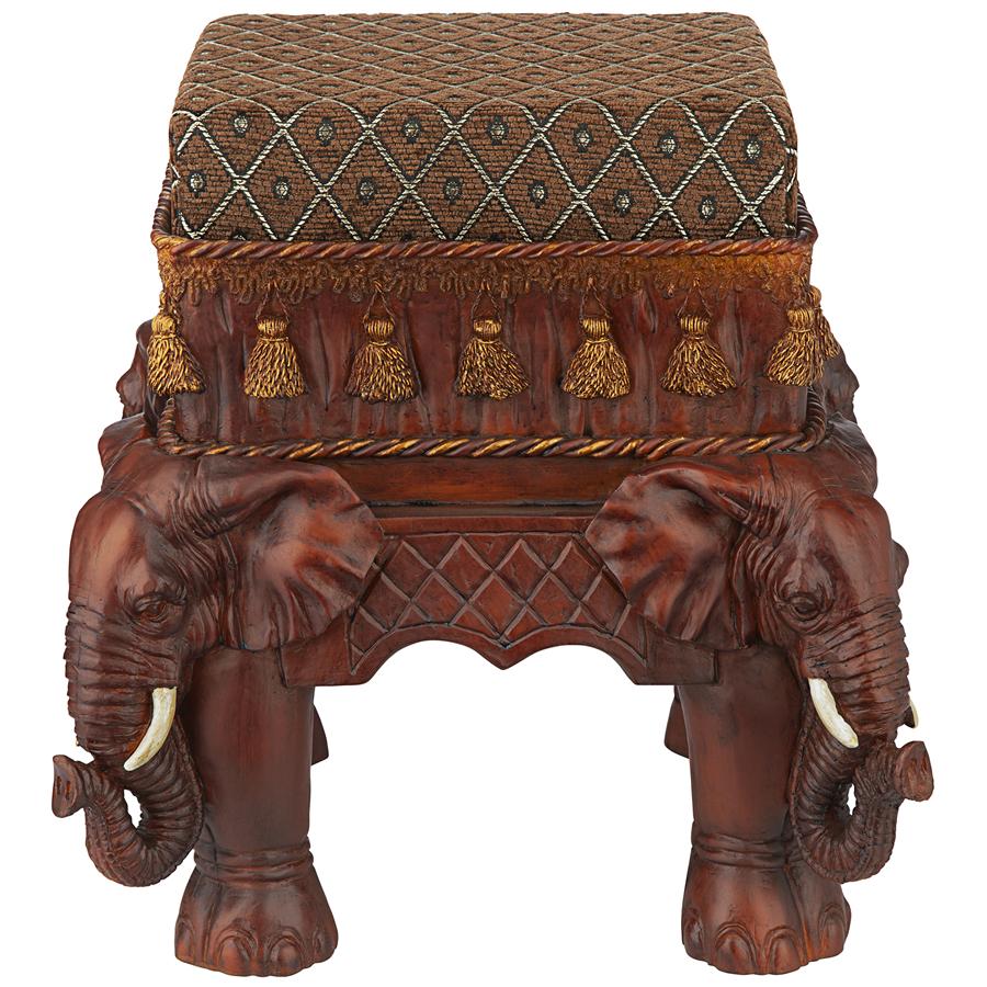 The Maharajah's Elephants Sculptural Upholstered Footstool