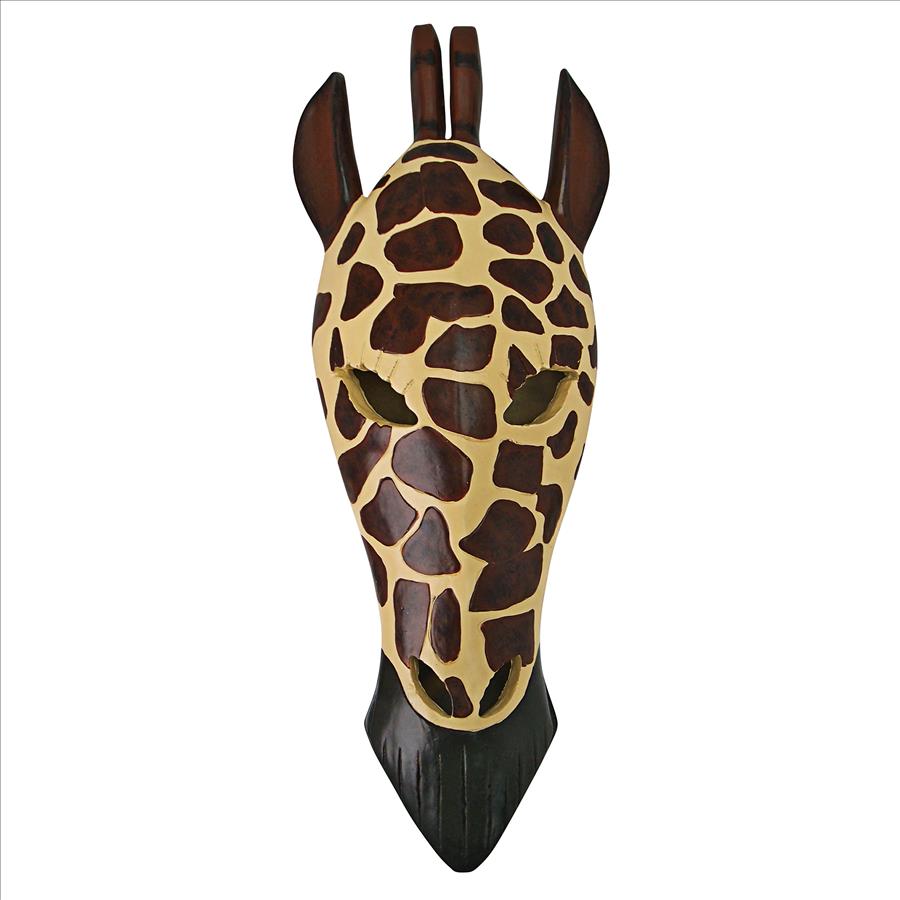 Tribal-Style Animal Mask Wall Sculpture: Giraffe