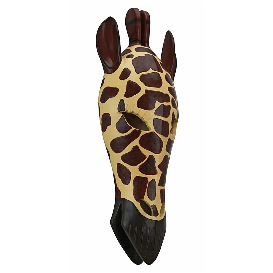 Tribal-Style Animal Mask Wall Sculpture: Giraffe