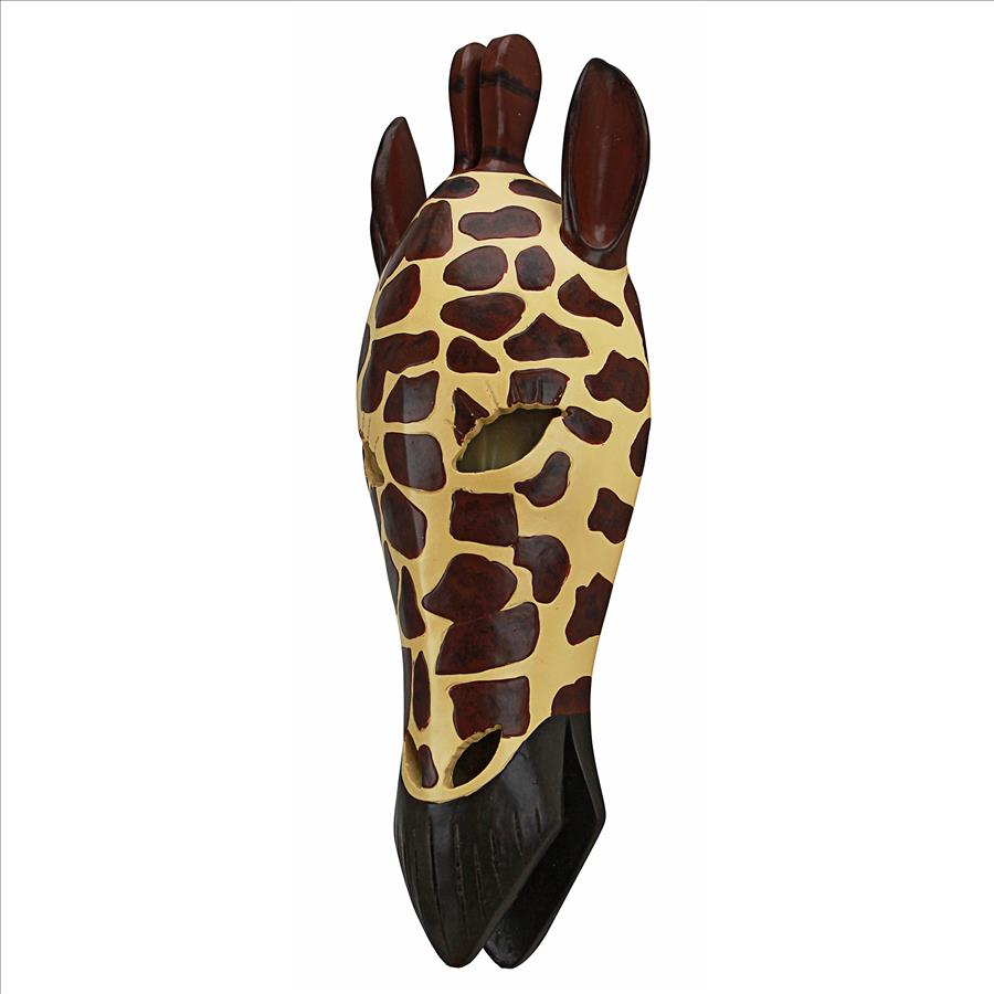 Tribal-Style Animal Mask Wall Sculpture: Giraffe