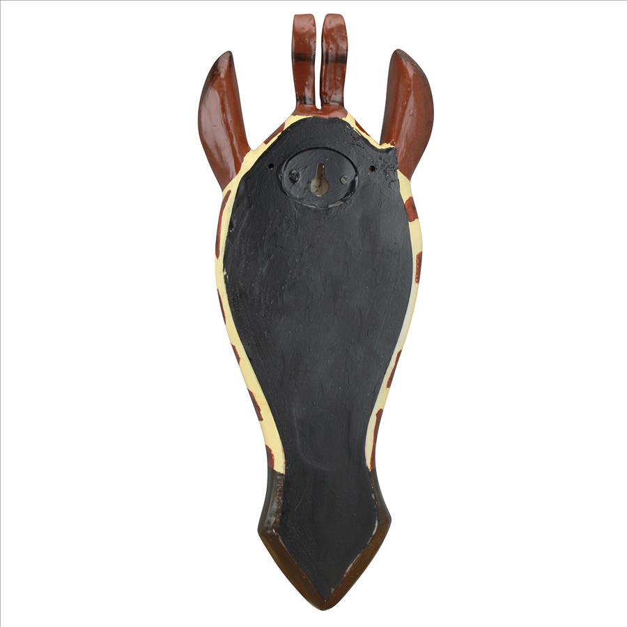 Tribal-Style Animal Mask Wall Sculpture: Giraffe