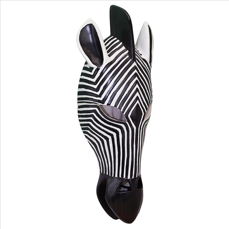 Tribal-Style Animal Mask Wall Sculpture: Zebra