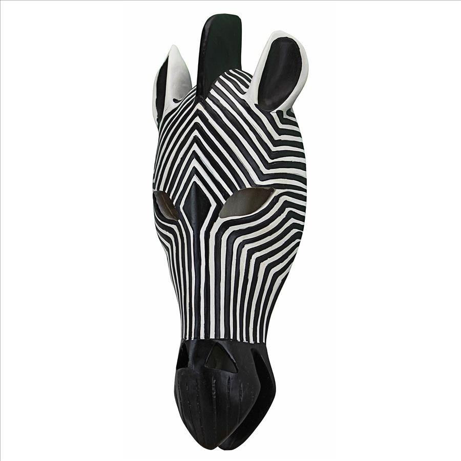 Tribal-Style Animal Mask Wall Sculpture: Zebra