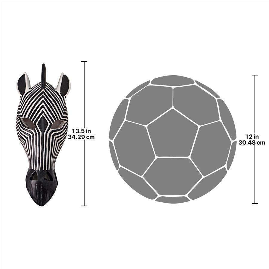 Tribal-Style Animal Mask Wall Sculpture: Zebra