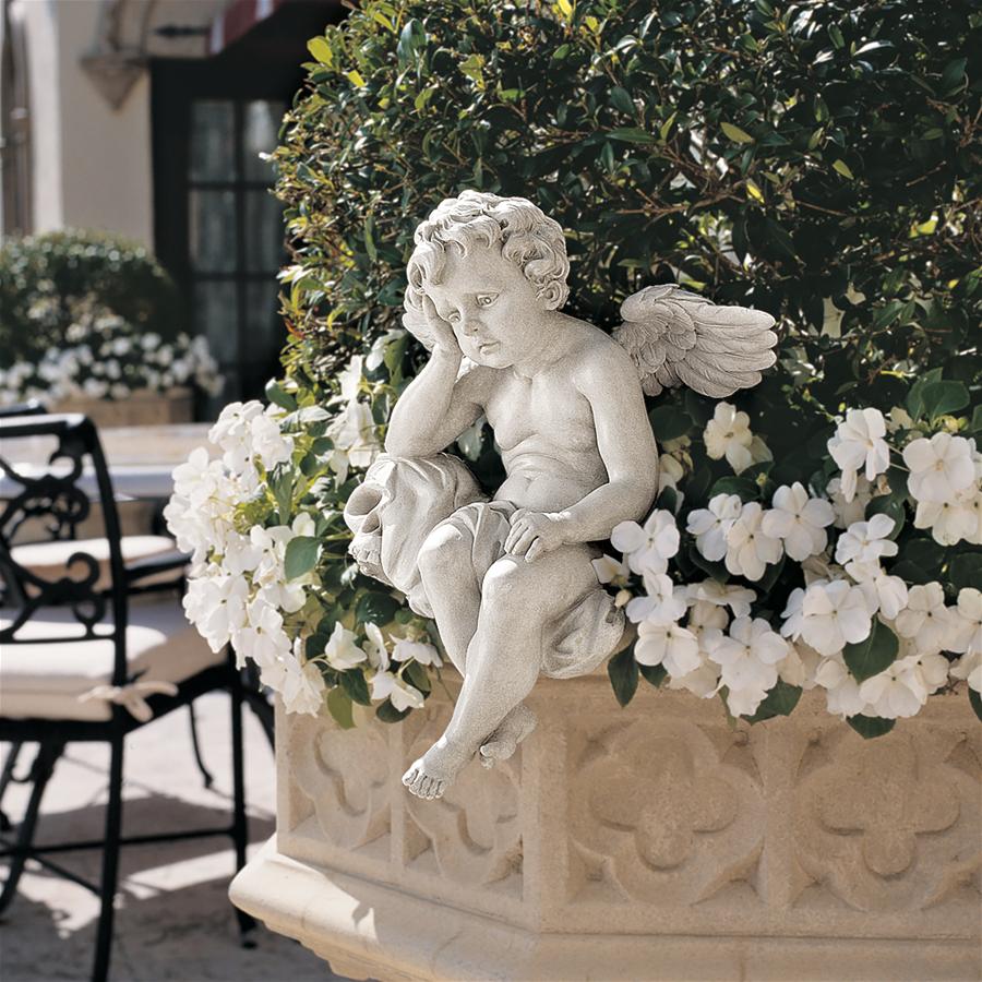 Mourning Mortality Sitting Cherub Sculpture