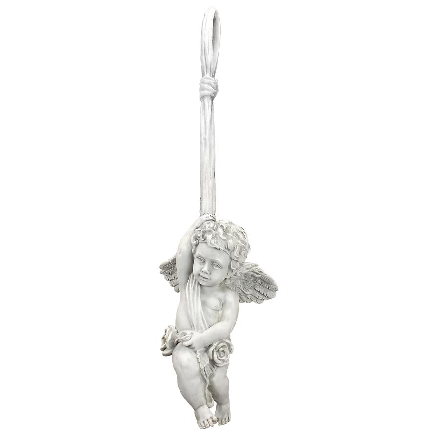 Angelic Play Hanging Cherub Sculpture: Large