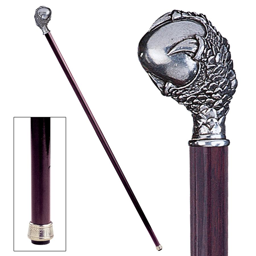 The Padrone Collection: Claw and Ball Pewter Walking Stick