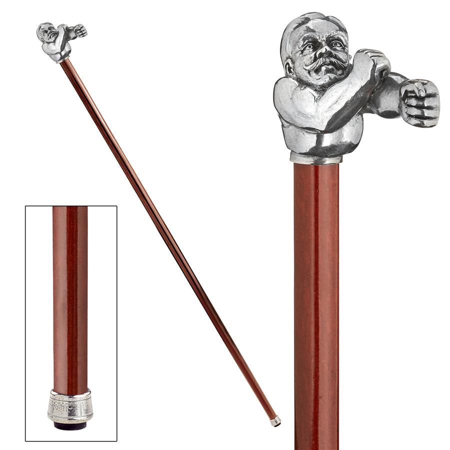 The Padrone Collection: John L. Sullivan Boxer Pewter Walking Stick