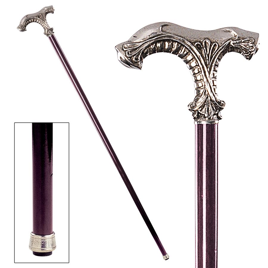 The Padrone Collection: Classic Ornate Pewter Walking Stick