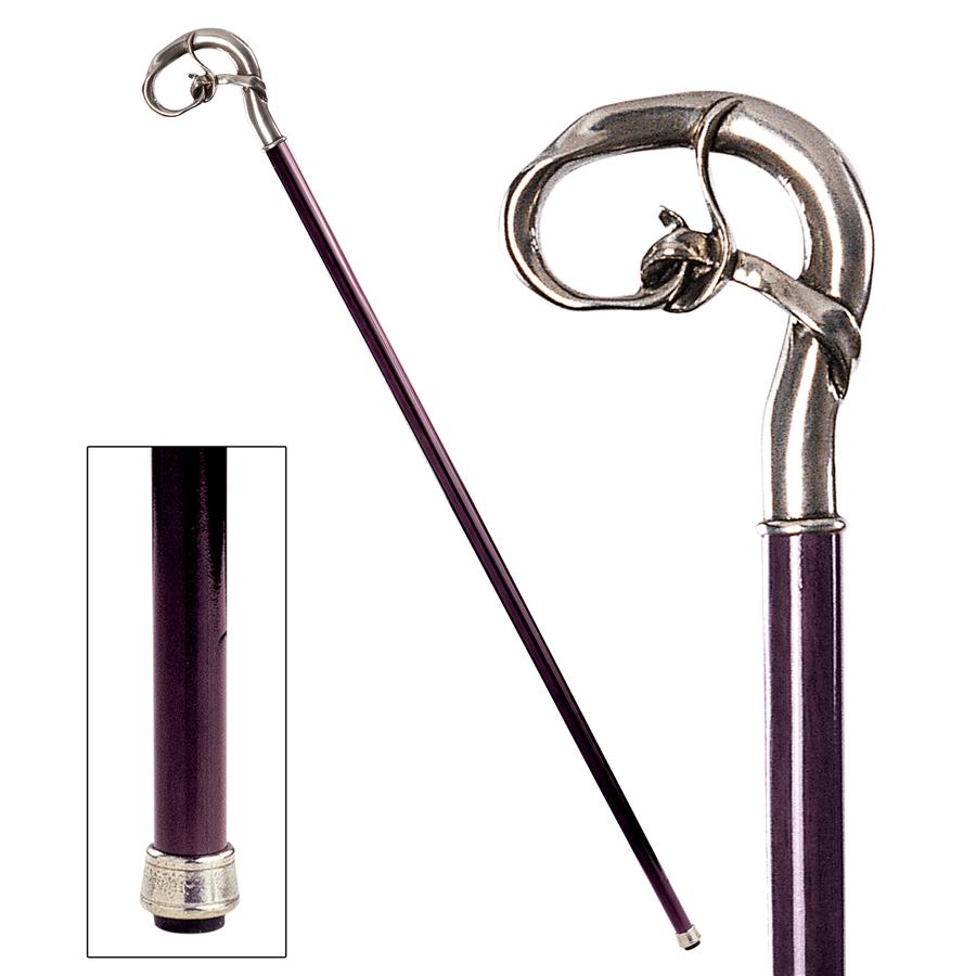 The Padrone Collection: Nouveau Knot Pewter Walking Stick