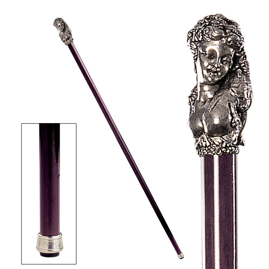 The Padrone Collection: Bacchanal Maiden Pewter Walking Stick