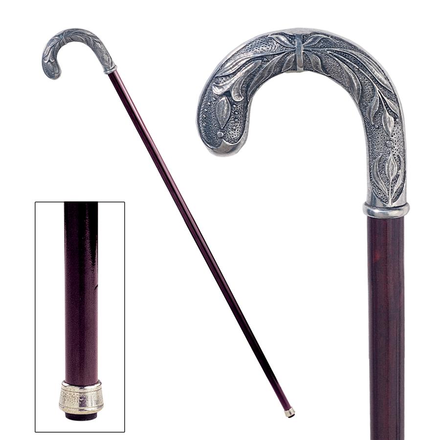 The Padrone Collection: Crook Handle Pewter Walking Stick