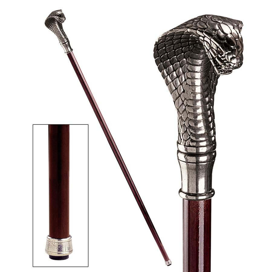 The Padrone Collection: Cobra Pewter Walking Stick