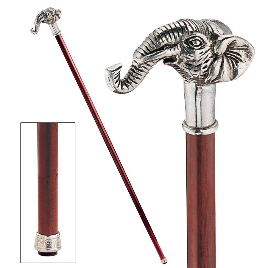The Padrone Collection: Elephant Pewter Walking Stick