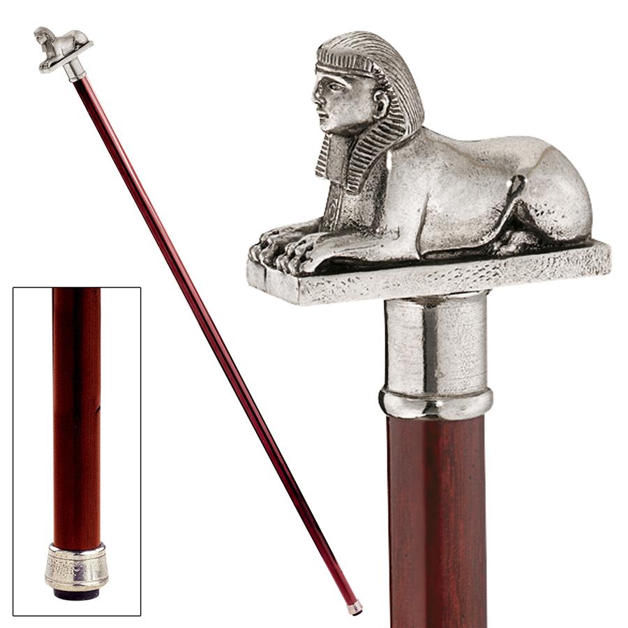 The Padrone Collection: Egyptian Sphinx Pewter Walking Stick