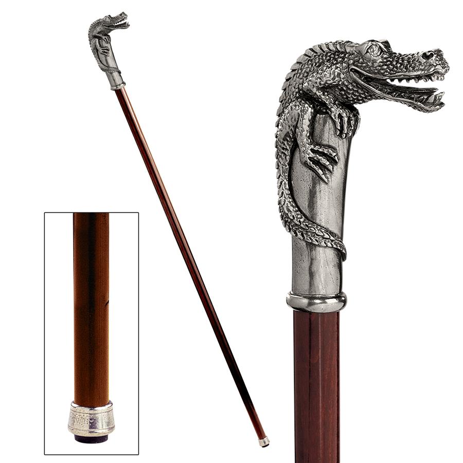 The Padrone Collection: Alligator Pewter Walking Stick