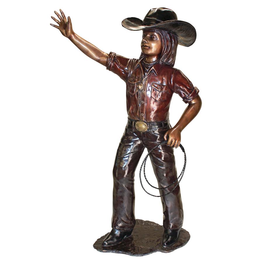 Rodeo Dreams: Cowgirl Cast Bronze Garden Statue