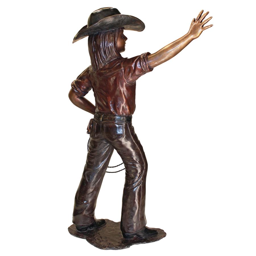 Rodeo Dreams: Cowgirl Cast Bronze Garden Statue