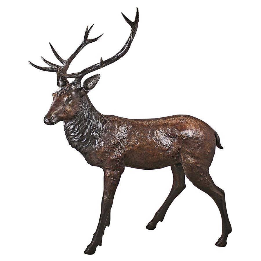 Standing Deer Buck Cast Bronze Garden Statue