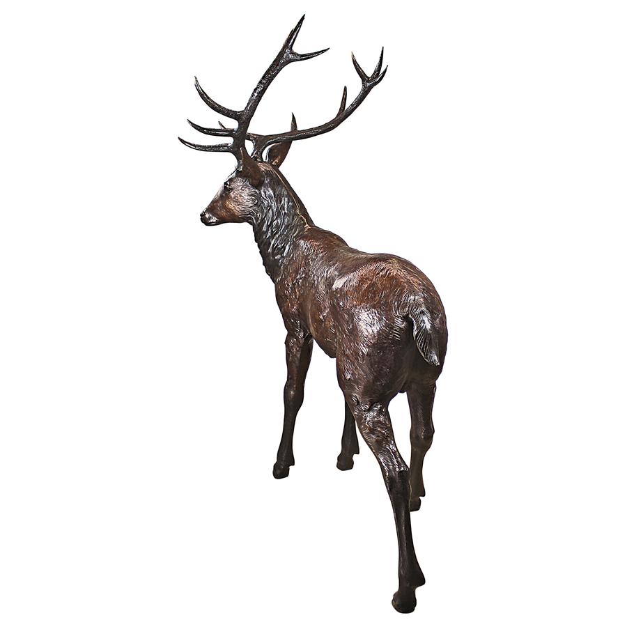 Standing Deer Buck Cast Bronze Garden Statue