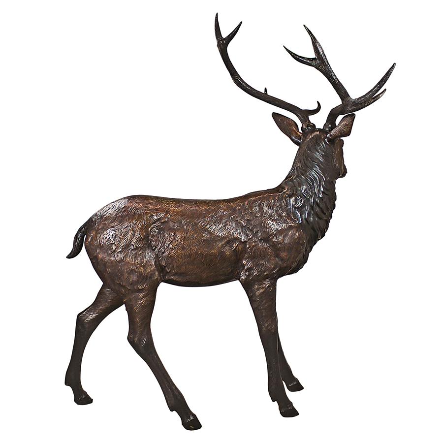 Standing Deer Buck Cast Bronze Garden Statue