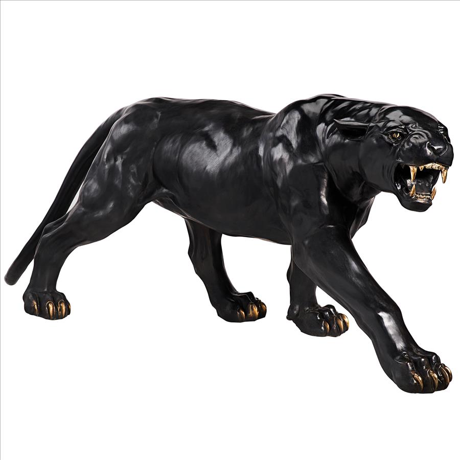 Panther Predator Black Jaguar Cast Bronze Garden Statue