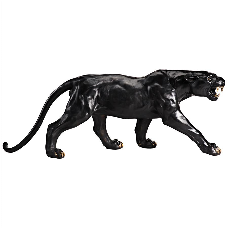 Panther Predator Black Jaguar Cast Bronze Garden Statue