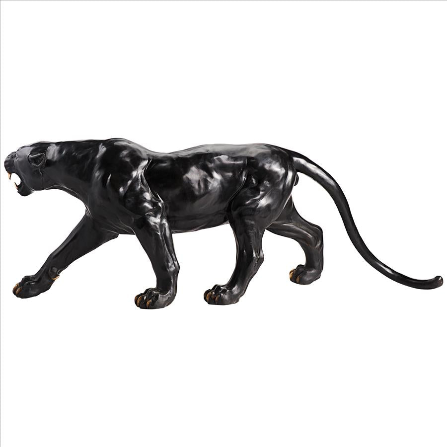 Panther Predator Black Jaguar Cast Bronze Garden Statue