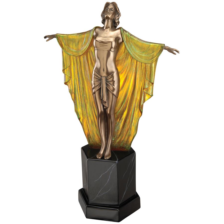 Majestic Maiden Art Deco illuminated Statue