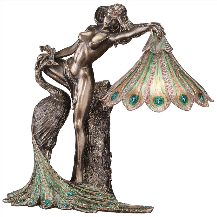 The Peacock Goddess Lighted Statue