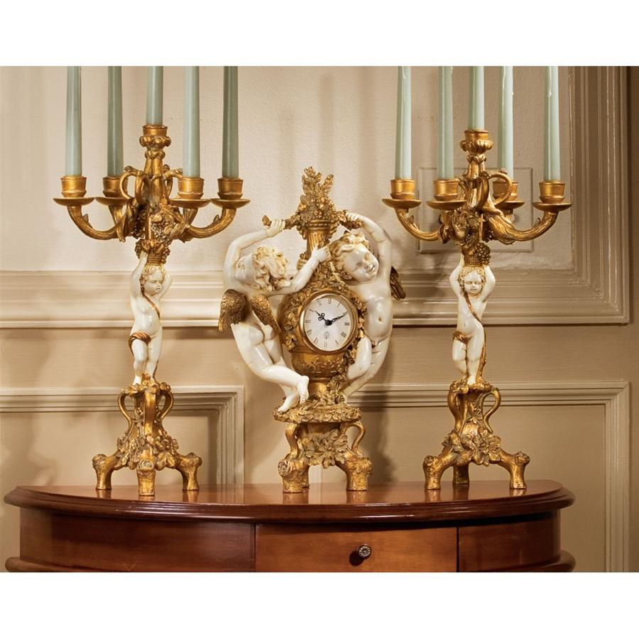 The Cherub's Harvest Clock and Candelabra Ensemble