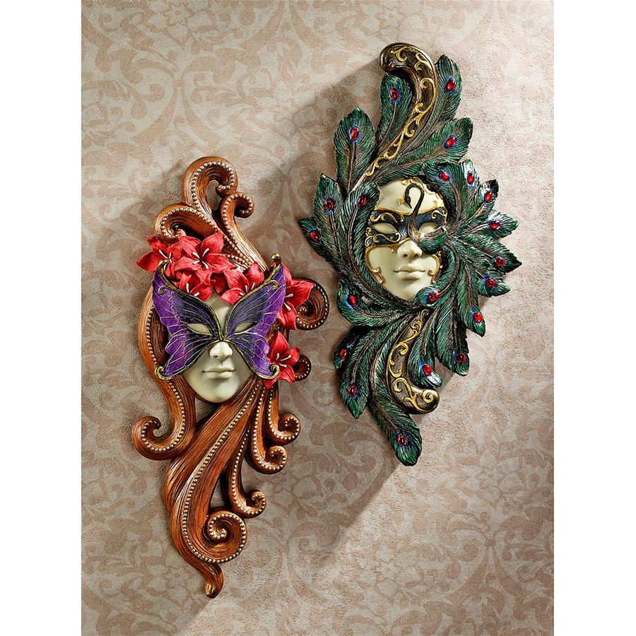 Masquerade at Carnivale Mask Wall Sculptures: Set of Two