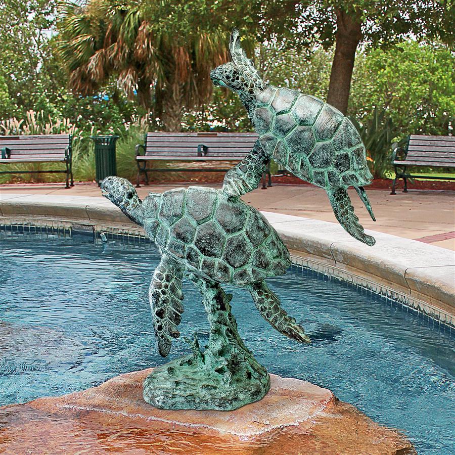 Sea Turtles Cast Bronze Garden Statue
