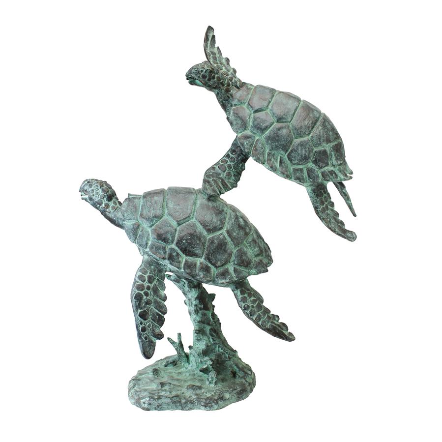Sea Turtles Cast Bronze Garden Statue