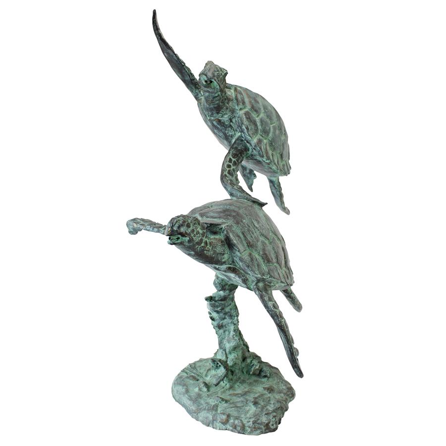 Sea Turtles Cast Bronze Garden Statue