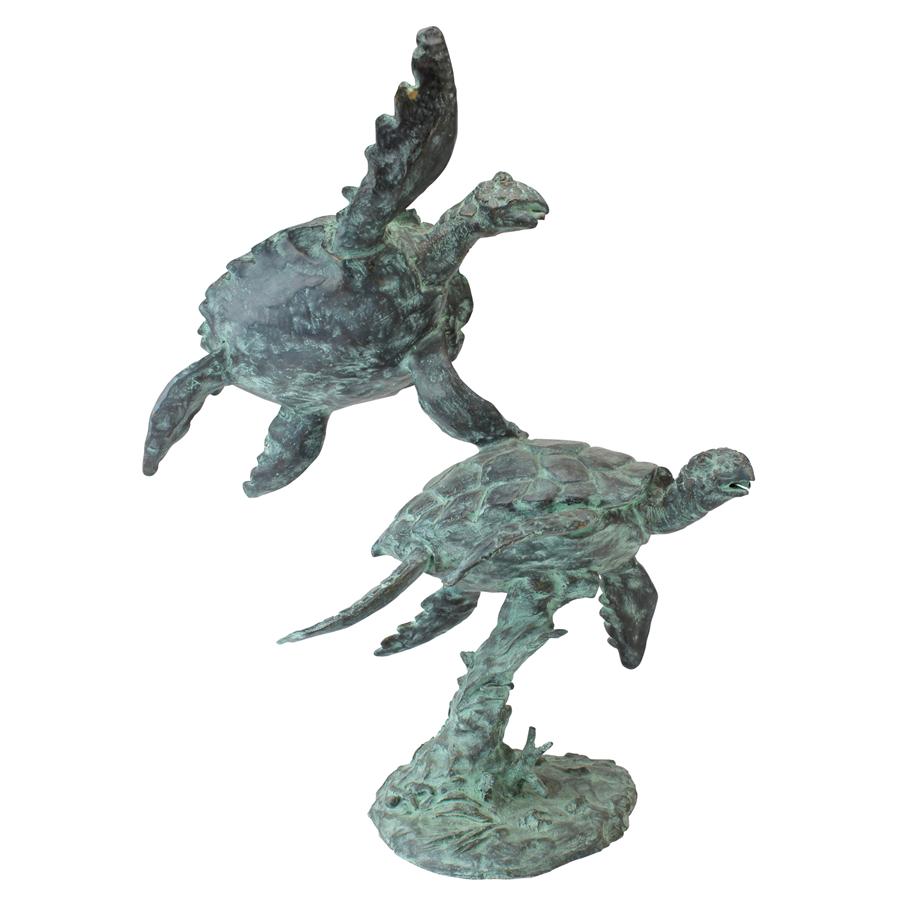 Sea Turtles Cast Bronze Garden Statue